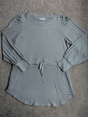 Ricki's Black & White Striped Tie-Front Long Sleeve Tunic